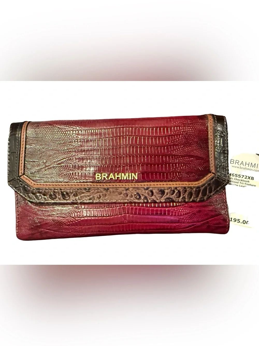 Brahmin Soft checkbook wallet in Oxblood Tri-texture NWT